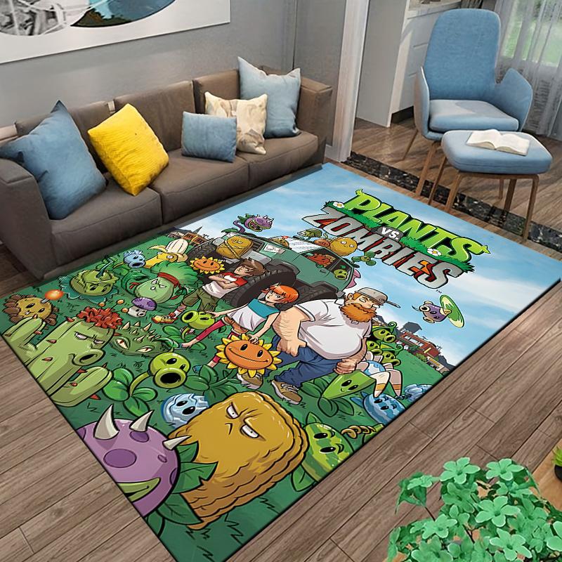 Cartoon Rug with Plants vs Zombies Theme Suitable for use as an anti-slip game mat for living room and bedroom sofas