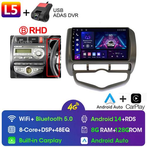 Android 14 Radio For Honda JAZZ City 2002 2003 2004 2005-2007 Car Stereo Multimedia Player Carplay Auto GPS Navigation 2DIN DSP