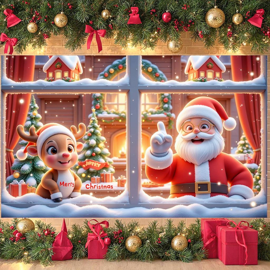 Reindeer Banner Festive Design Christmas Party Banner Merry Christmas Banner Santa Claus Theme For Christmas Party School Event