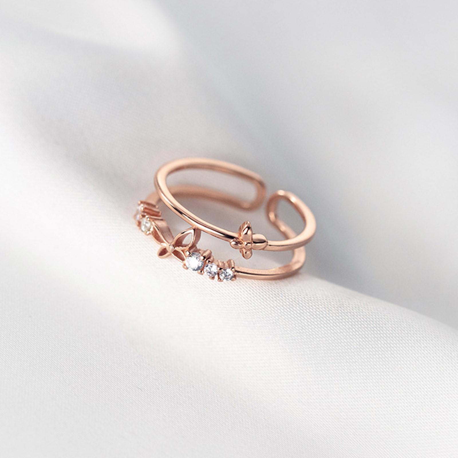 

Women s Small Fresh Diamond Butterfly Finger Ring With Adjustable Opening One Size розового золота