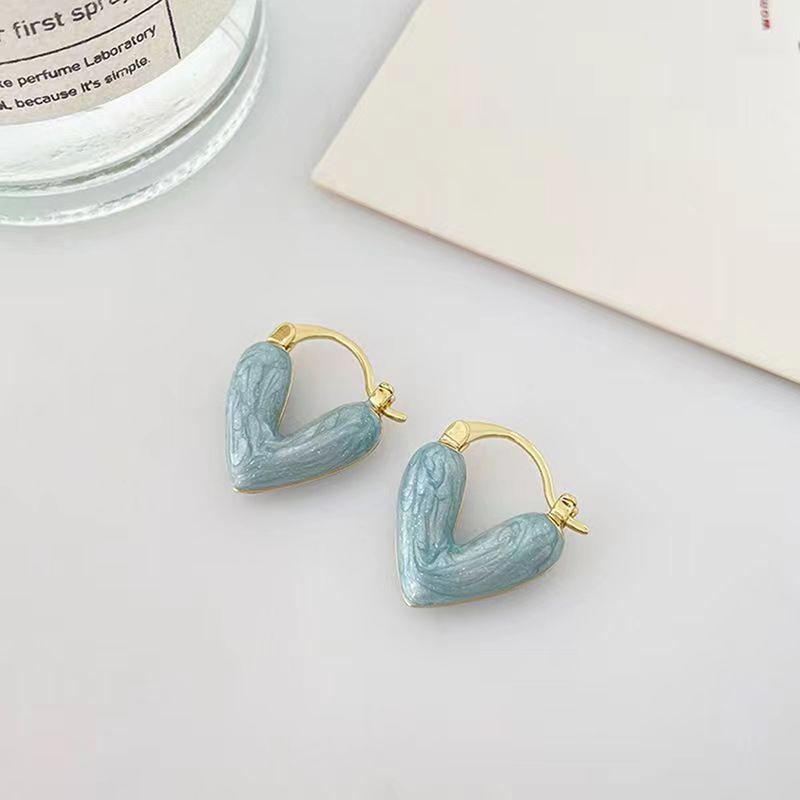 1Pair French Heart Shape Pendant Drop Earrings Enamel Earring For Women Jewelry