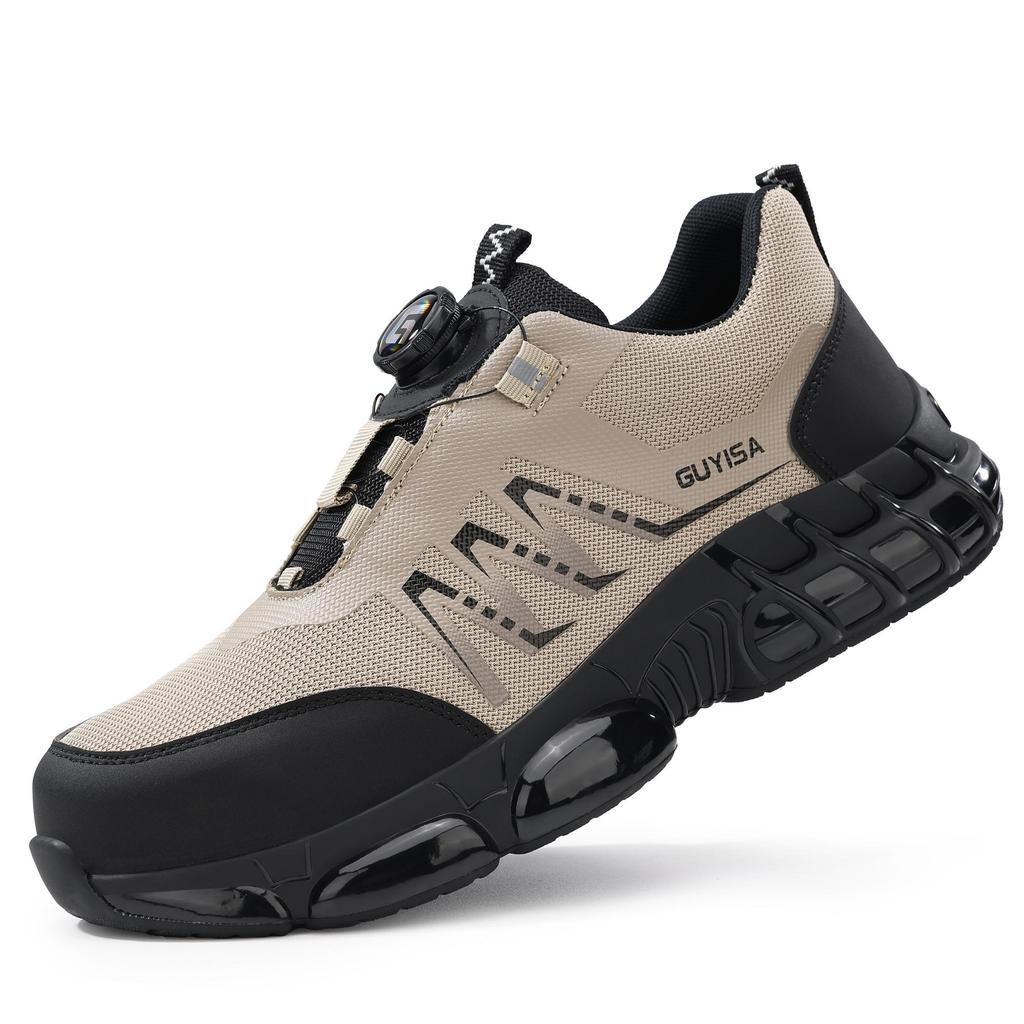 Rotating Button Safety Shoes Steel Toe Work Shoes Protective Work Shoes Anti-slip Lightweight Breathable Work Sneakers for Men