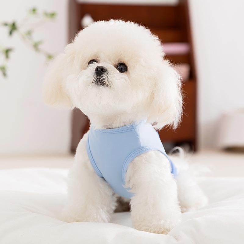Spring and summer puppy dog clothes simple contrasting color breathable vest teddy than bear small and medium dog cat pet clothes
