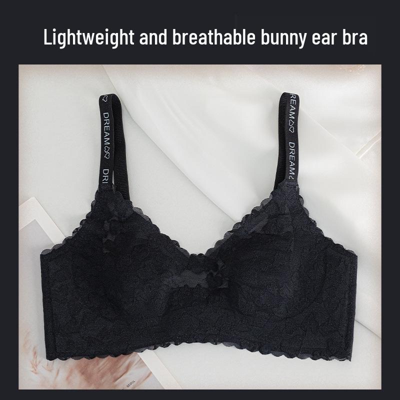 Seamless Lace Wireless Bra - Thin Bunny Ear Cups, Side Breast Support, Soft, Comfortable, Anti-Sagging