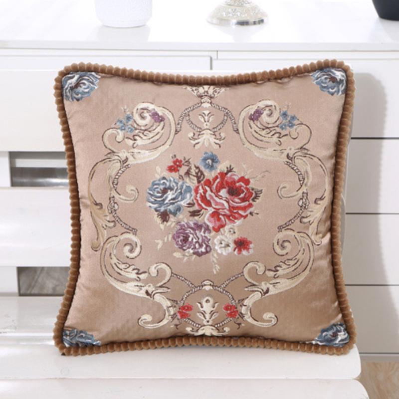 Floral Decorative Pillow Cases Embroidered Jacquard Throw Pillow Cushion Cover For Living Room Decor
