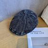 Retro Beret Denim Hat Short Brim Duckbill Cap For Women Casual Street Wear