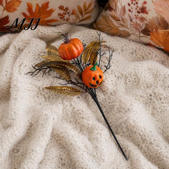Black And Orange Bouquet Halloween Flowers Decorations, Artificial with Pumpkin Rose Eucalyptus Maple Leaf Autumn Harvest Floral Stems, Indoor