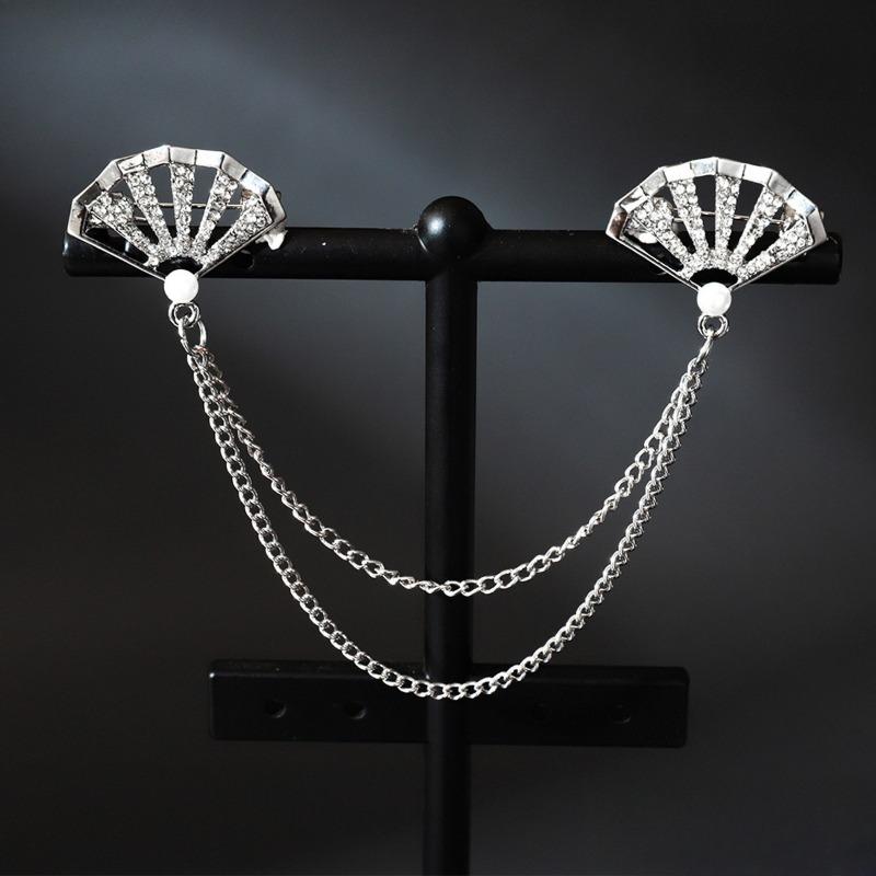 

1 шт. Двухслойная металлическая цепочка золотистого тона, брошь в виде креста и звезды, инкрустированная стразами, съемная, модный декор для повседневной носки