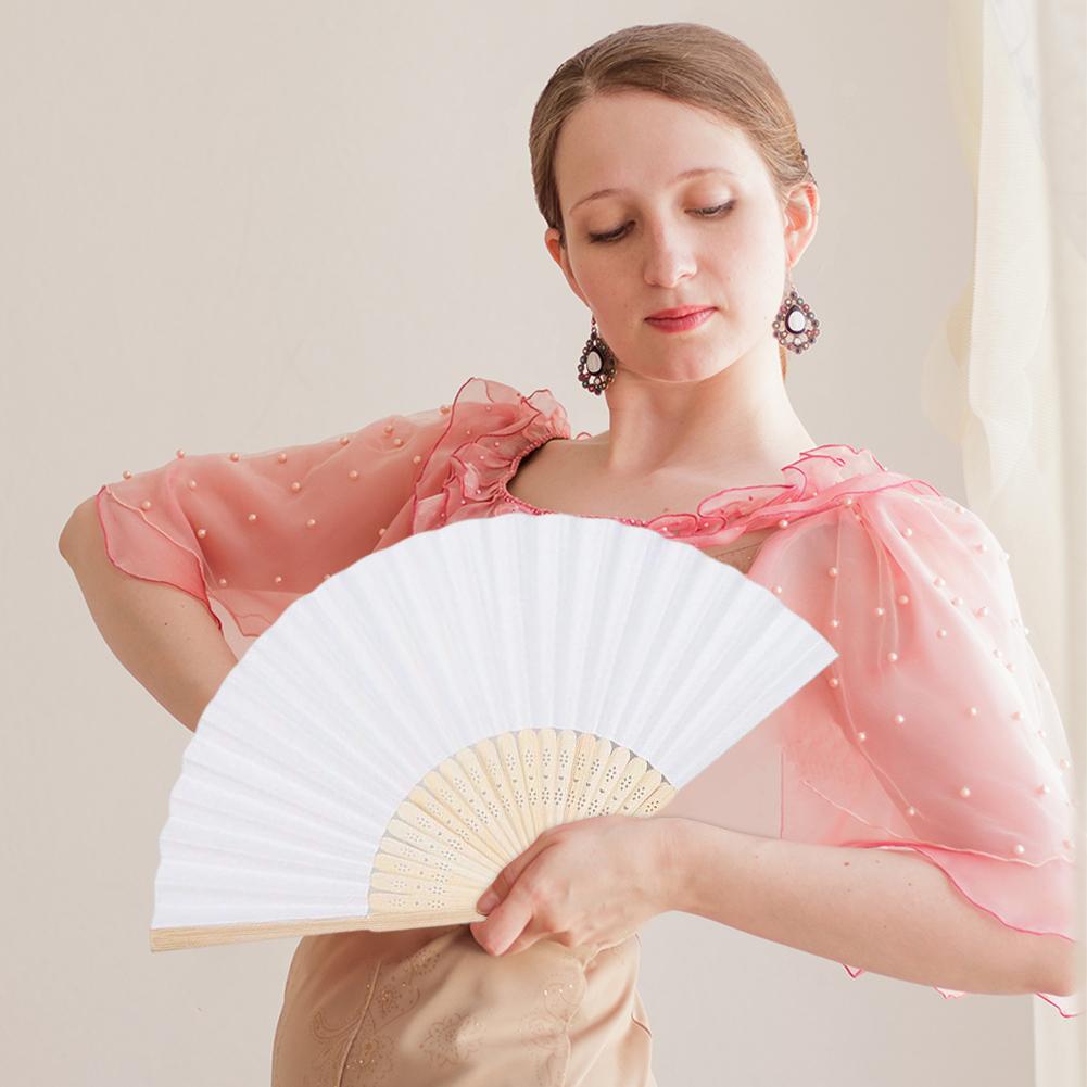 Elegant Silk Hand Fan Multi-Purpose Home Decoration Craft Fan Decorative Blank Folding Fan for Festival Party Dance Props Tool
