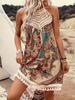 Women's Casual Polka Dot Sleeve Lace-up A-line Dress