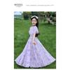 Mädchen Sommerkleid mit Blumenprint, Prinzessinnenstil, kurzärmelig, A-Linie, für größere Kinder