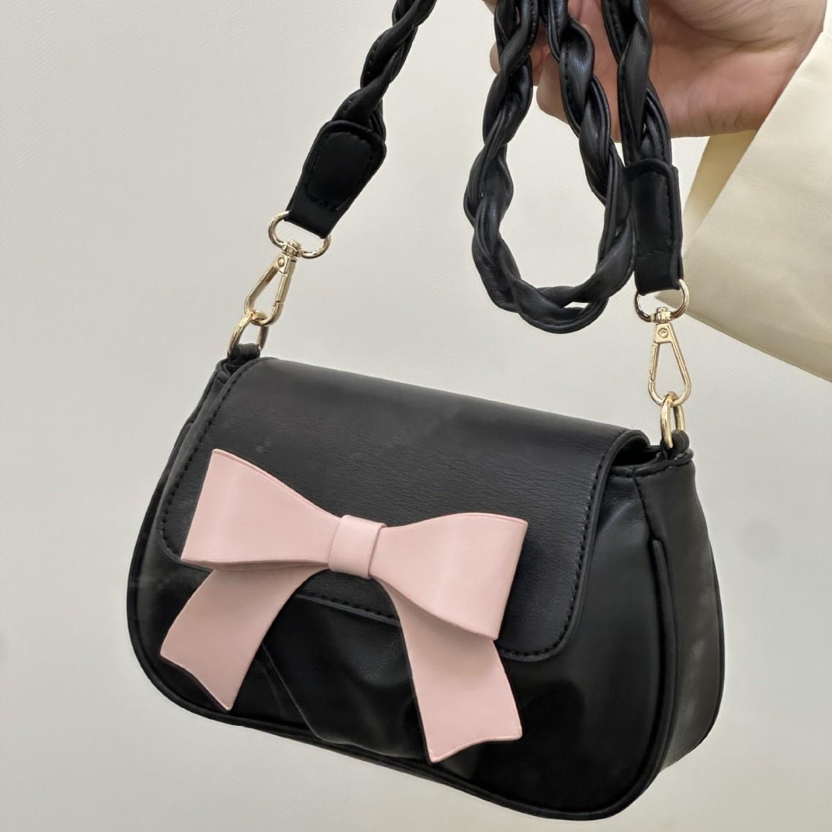 

Fresh Sweet Cute Butterfly Machine Small Round Bag Trendy Pleated Cloud Bag Soft Single Shoulder Crossbody Bag for Women чёрный