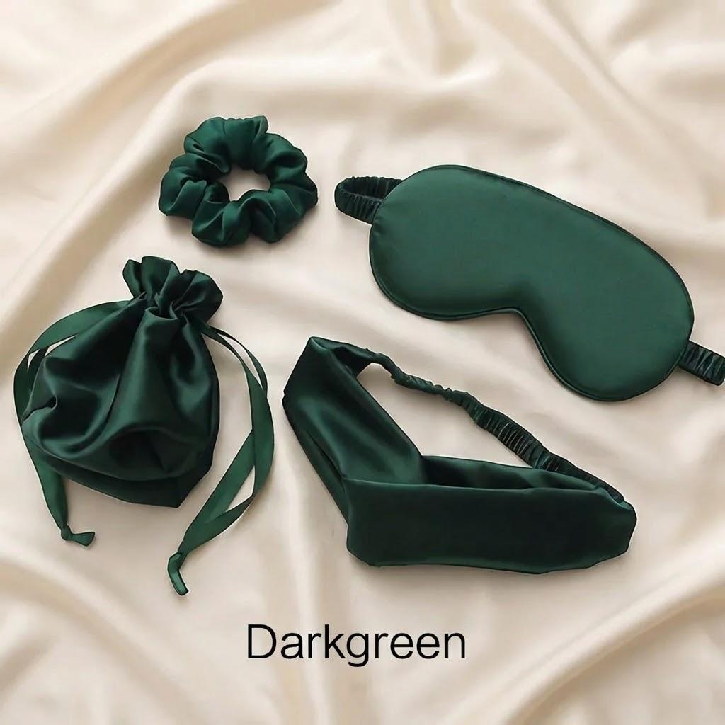 

4PCS Large Silk Eye Masks with Hair Bands and Storage Bag - Sleep Set for Comfort and Protection