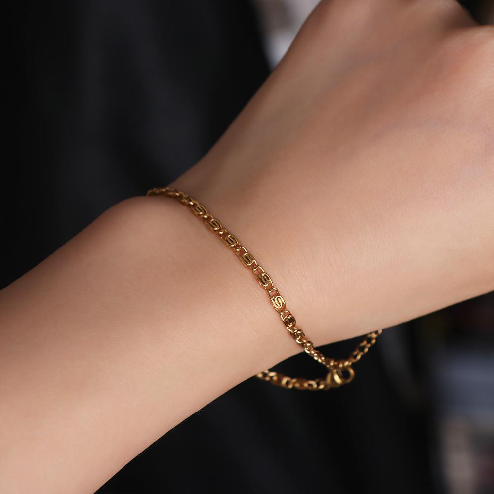 Thin Stainless Steel Bracelet Paper Clip Gold Bracelets Women Geometry Hands Jewelry  Lady