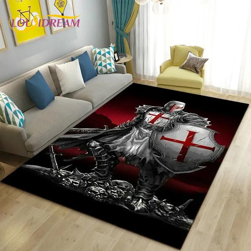 Knight Templar Cavalier Crusaders Game Area Rug Large,Carpet Rug for Living Room Bedroom Sofa Doormat Kitchen,Non-slip Floor Mat