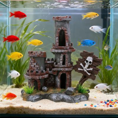 1 PC Simulation Castle Aquarium Landscaping Ornament Rockery Castle Decoration Fish Shrimp Hideout Ornament Aquarium Accessories