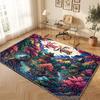 Mushroom Forest Theme Crystal Velvet Floor Rug Personalized Custom Name Text Warm Carpet Home Decoration