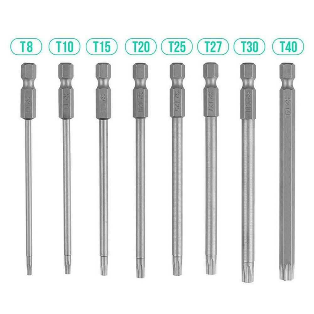 T30 Screwdriver Bit 8Pcs T40 1/4 Inch Hex Torx Hand Tool 150MM Extra Long