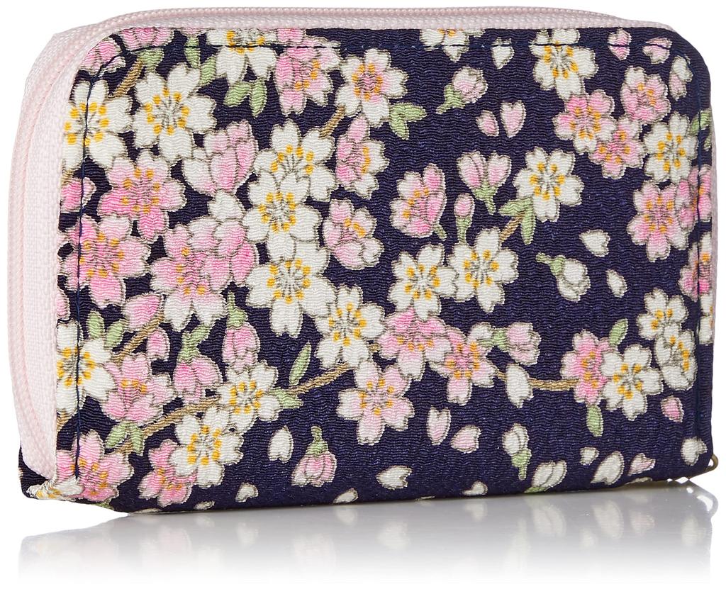 Uni Made In Futago Chirimen Japanese Pattern Case (0609-3) Seni, Japan, Multi-Card [Cherry Blossom/Navy]