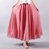 Women's Elegant High Waist Linen Maxi Skirt Summer Ladies Casual Elastic Waist 2 Layers Skirts Saia Feminina