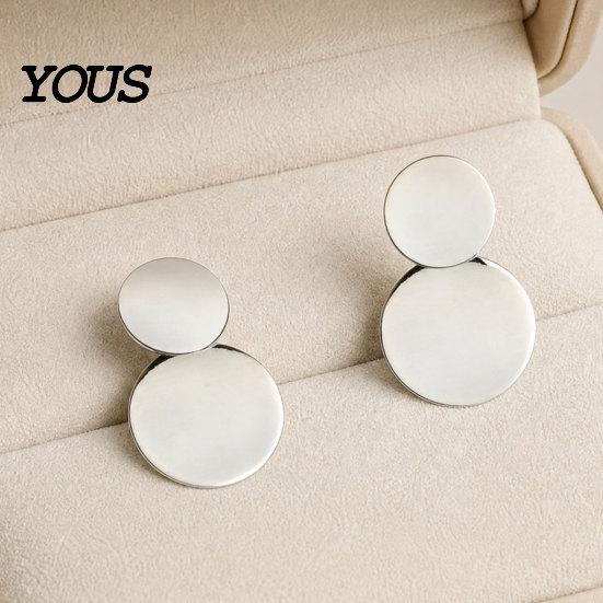 Large And Small Circle Earrings Chunky Dangle Earrings, Geometric Stud Double Thin Metal Sheet Round Disc Jewelry for Women Comfortable Long Wear