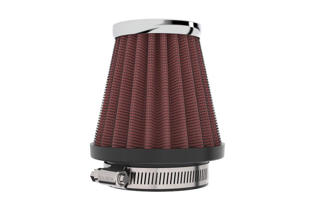 Custom Round with End Universal Fit K&N RC-1060 Filter, Taper, 49mm, Chrome-Plated Caps,