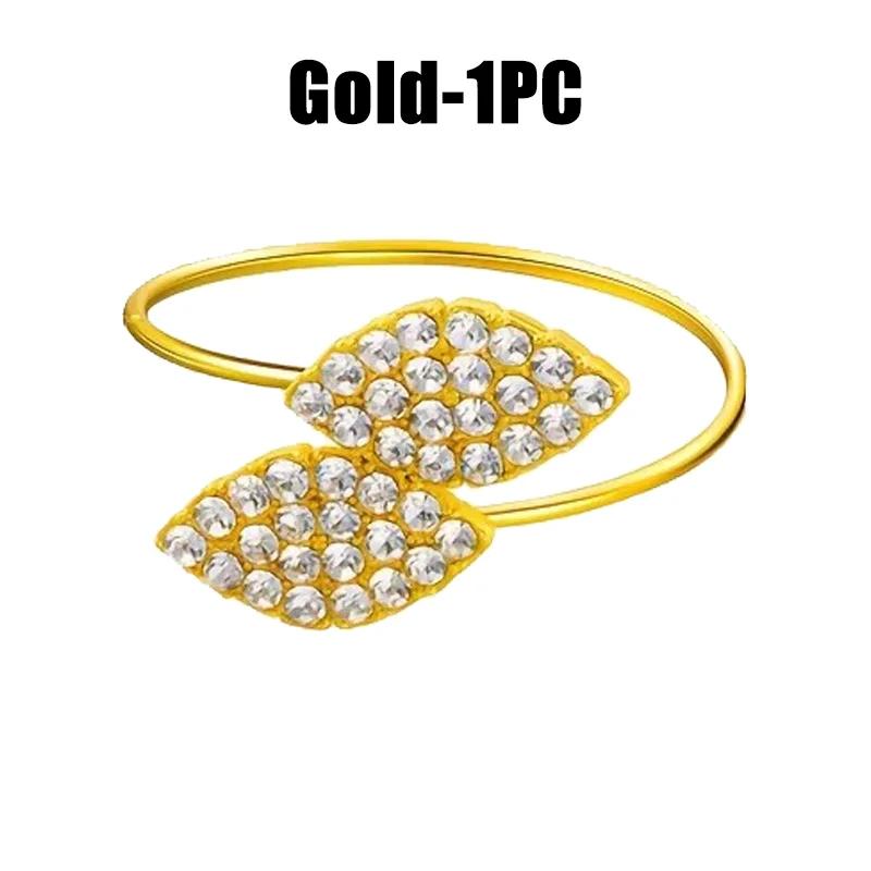 1-50PCS Leaves Napkin Rings Elegant Gold Sliver Leaf Napkin Buckles Holder for Birthday Wedding Party Dinner Table Decor