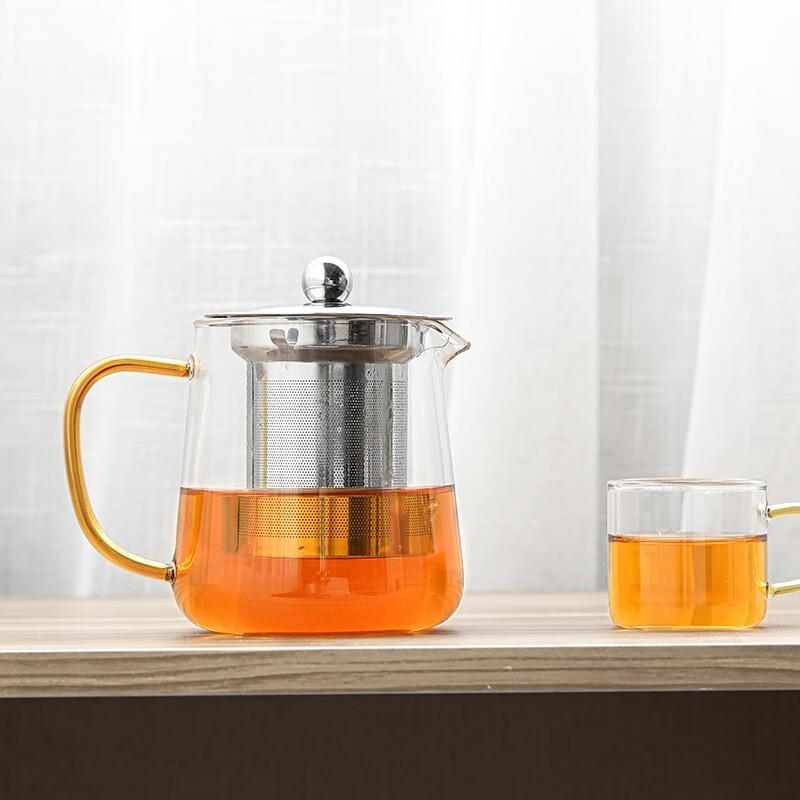 Sushitaoci High Borosilicate Thick Glass Teapot with Stainless Steel Strainer, Heat-Resistant Filtered Tea Pot, 550ml