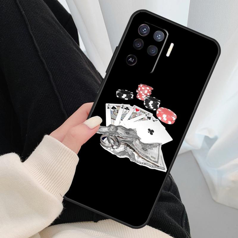 Ace of Spades Poker Case For Oppo A40 A60 A80 A5 Pro A15 A16 A17 A57 A77 A94 A74 A54 A76 A96 A18 A38 A58 A78 A98