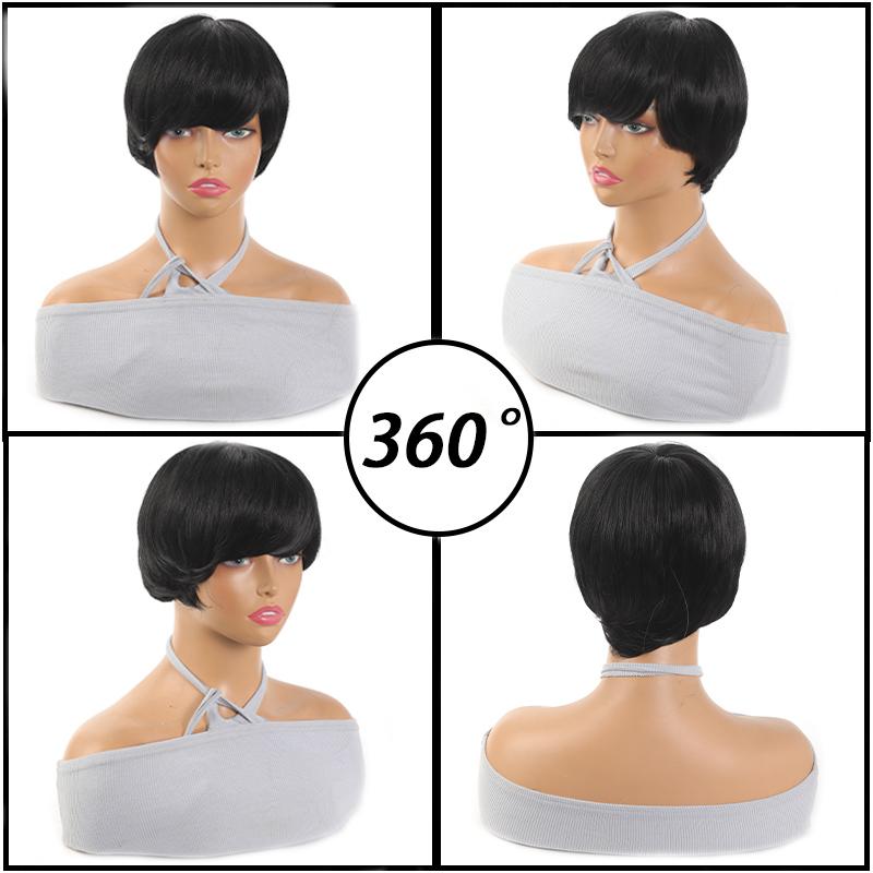 Schwarze, kurze, glatte Perücke für Mädchen, synthetische, kurze, glatte Perücke für den täglichen Gebrauch, natürlich und bequem