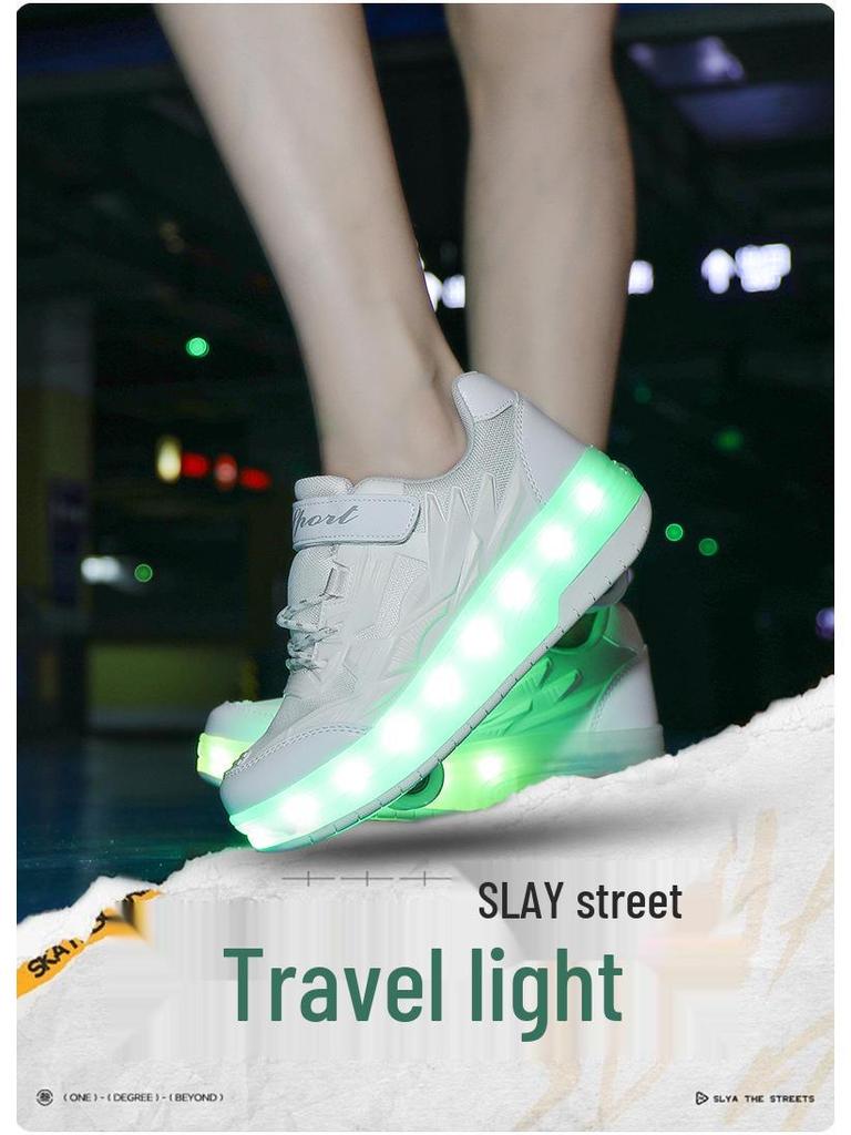 Işıklı Çocuk Parlayan Çift Tekerlekli Paten Ayakkabıları - Erkek ve Kız Çocukları İçin Inline Paten