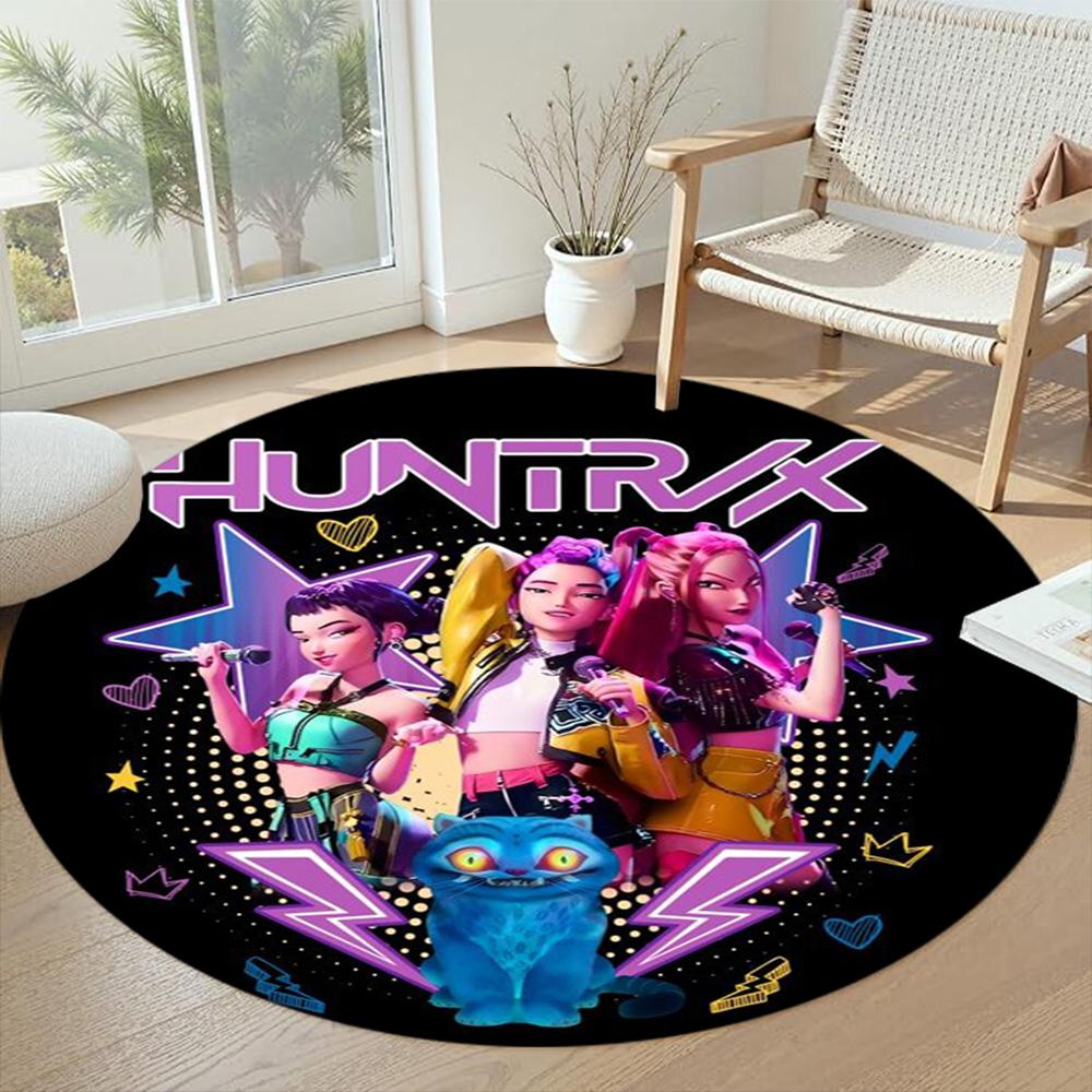 K-pop Round Floor Mat Suitable for Study Room Entryway Bedrooms Hallway Antislip Round Carpet Office Home Decor