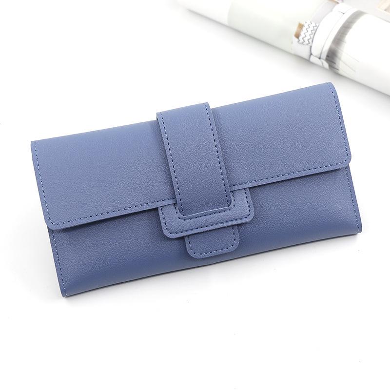 Korean Style Women's Tri-fold Long Fashion Wallet Clutch with Buckle