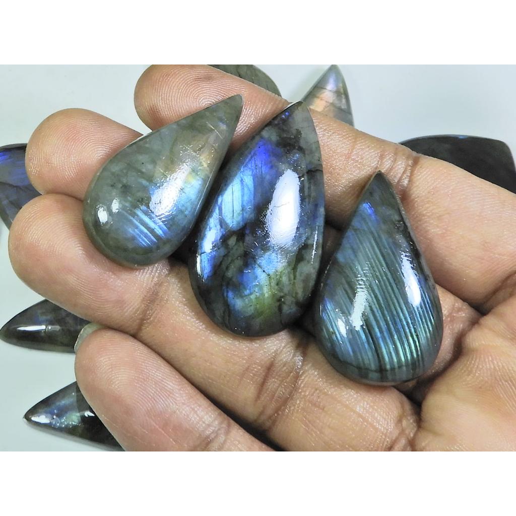 22X30-31X38MM Natural Multi Labradorite Pear Cabochon Loose Gemstone 11Pcs LL-959