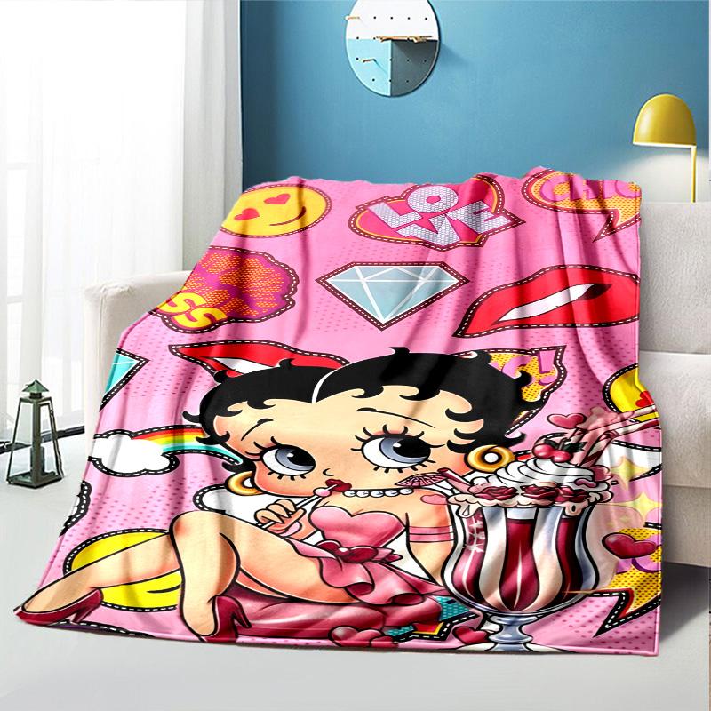 Betty Boop Pattern Blanket for Home Decoration, Bed, Sofa, Car Travel, Camping, Suitable for All Seasons, Birthday Christmas Gift