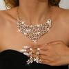 Vintage Necklace Set Ladies 2-Piece Leaf Flower Exaggerated Jewelry Bridal Wedding Accessories
