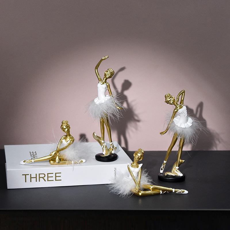 Nordic Cute Ballet Dancer Resin Ornament - Heart Art Decoration, Girly Gift