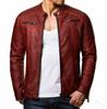 Europäische & Amerikanische Herren Stepp PU-Leder Winddichte Motorradjacke mit Stehkragen & Reißverschluss.