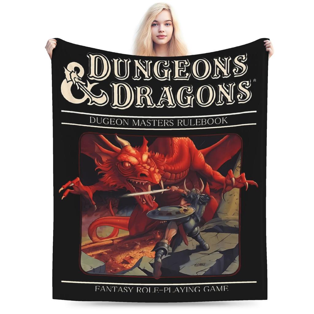 DND D&D Dragon Retro Plush Blanket Child  Flannel Throw Blanket For Outdoor Super Soft Custom DIY Quality Bedspread Gift