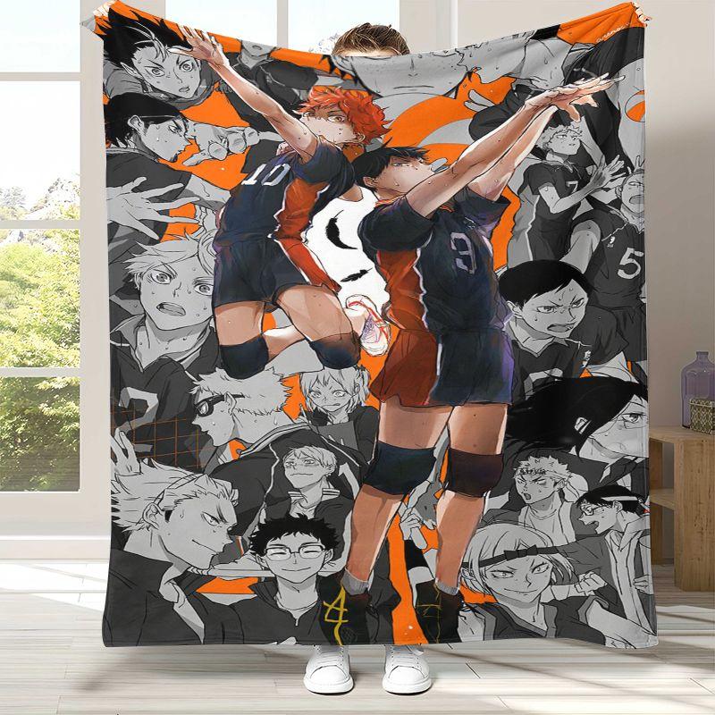 Cartoon Haikyuu Hinata Shoyo Volleyball Anime Flannel Blanket,Ultra Soft Plush Throw for Home Bedroom Bed Sofa Camping Picnic