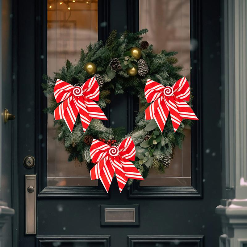 Christmas Bows,Large Wreaths Bows For Tree Gift Wrapping Garland,Christmas Decoration Holiday Crafts Xmas Tree Ribbon Ornaments
