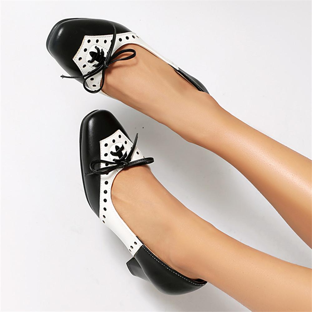 Fashion Spring New Design Sweet Women Pumps Square Toe Block Heels Bowknot Mixed Color Plus Size 35-43 Black Party Lady Shoes