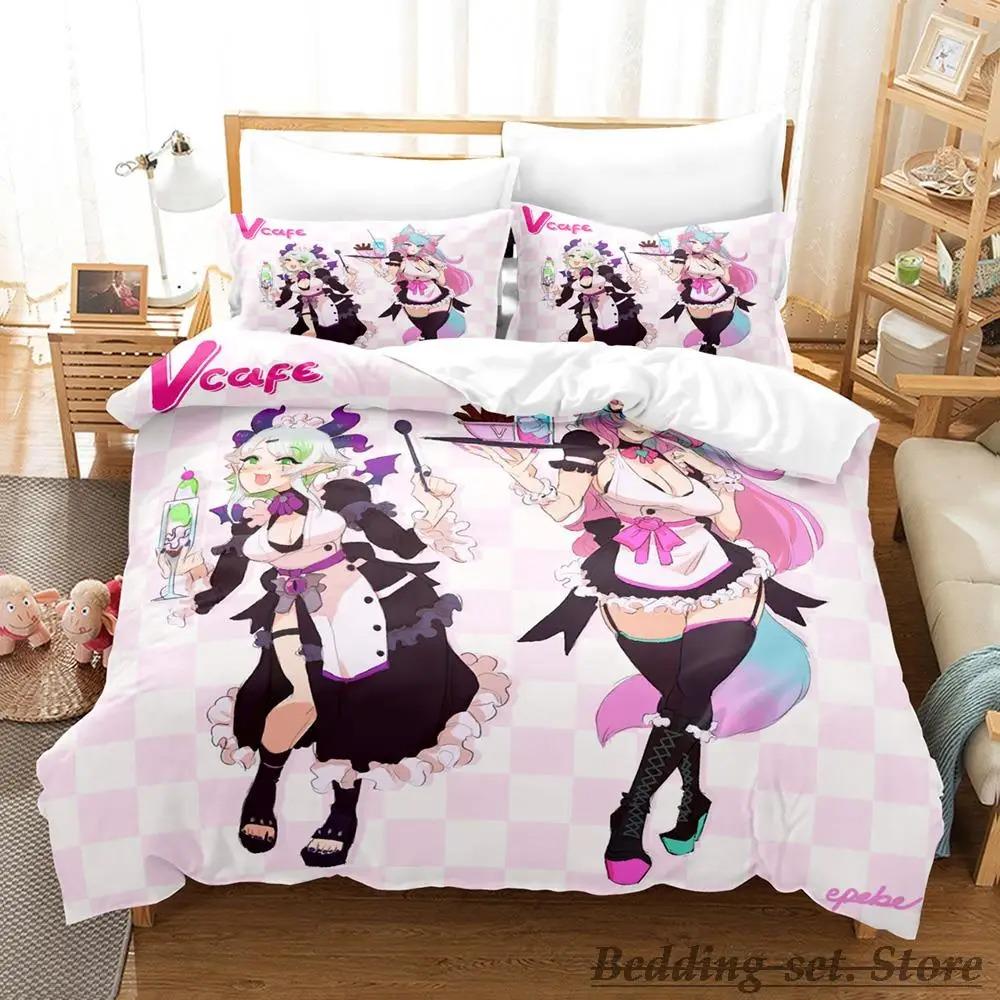 Sexy Girls Silvervale VTuber Bettwäsche-Set Einzelbett Twin Full Queen King Size Bettset Erwachsener Kind Schlafzimmer Bettdeckenbezug-Sets Anime