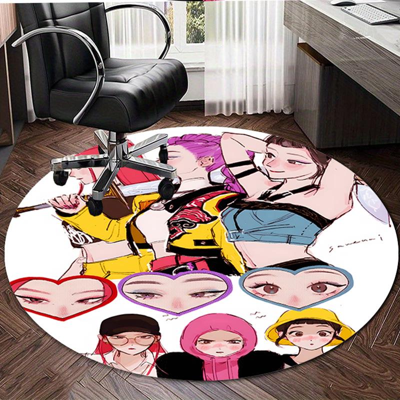 1pc KPop Demon Hunters28 Design Printed Area Round Carpet for Bedroom Living Room Home Decor Rugs Mat Non Slip Mat Rug for Bedside