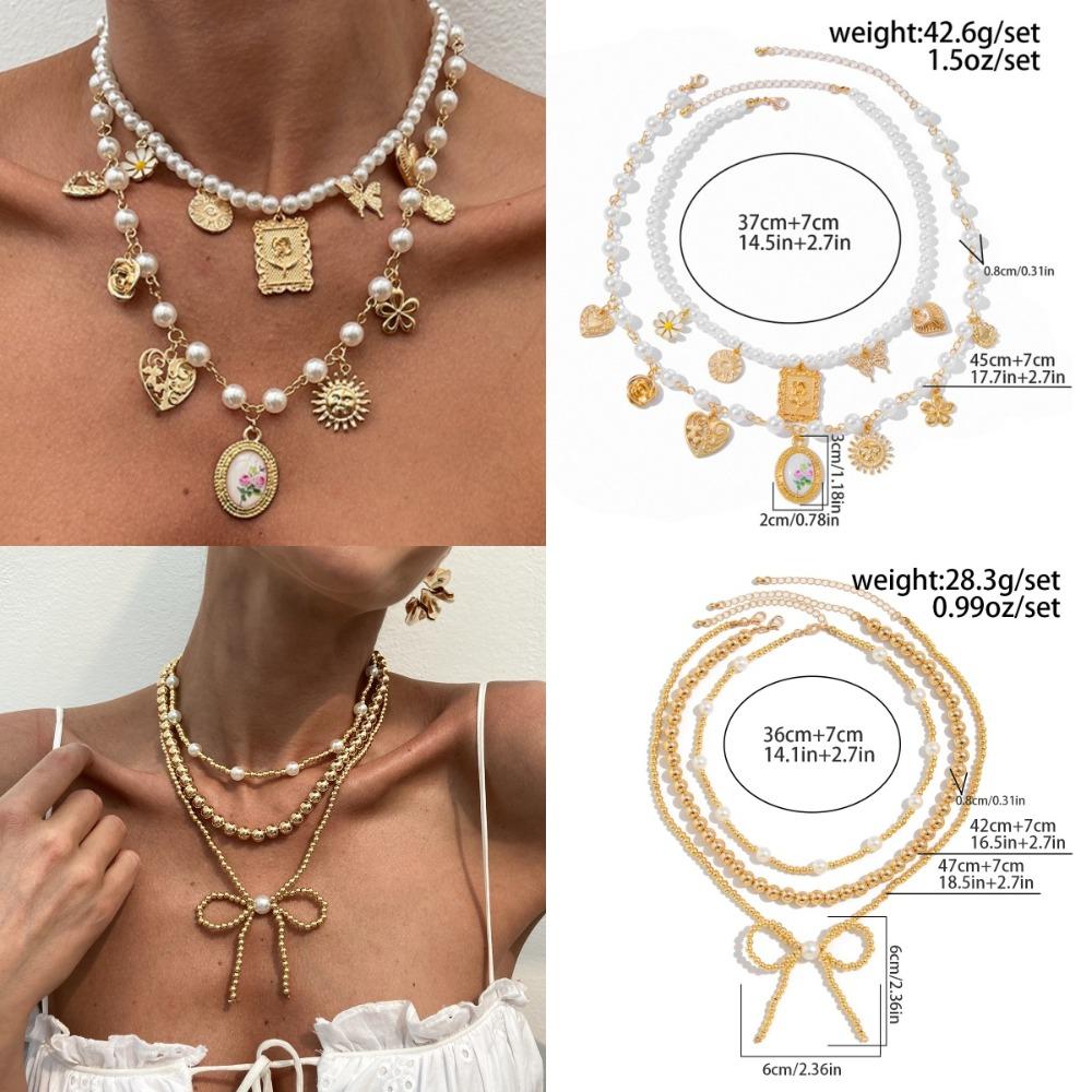 Multi-layer Butterfly Sunflower Necklace Heart Bowknot Pendant Choker  Bridal