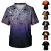Men's Halloween Print V-Neck Short Sleeve Scrub Top with Chest Pocket for Work Uniform