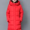 Winter Down Coat Thickened Padded Hooded Stand Collar Knee Length Pockets Zipper Closure Windproof Heat Retention Warm Daily Outwear Cotton Jacket