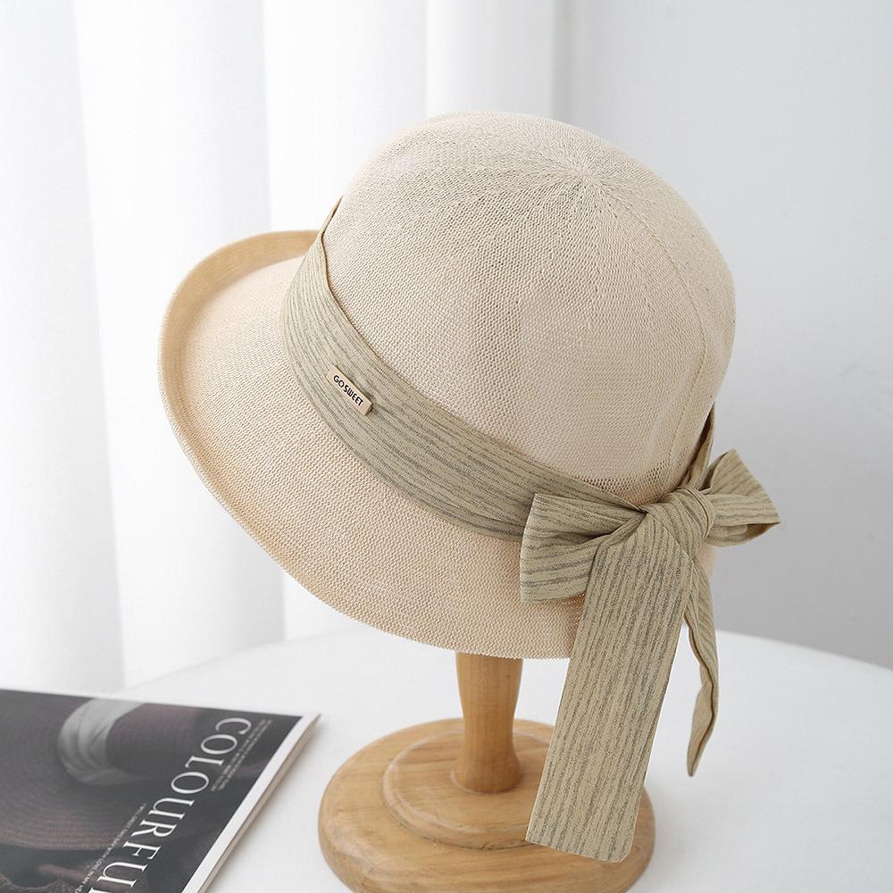 

Summer Hat Women New Fashion Breathable Sunshade Sunscreen Wide Brim Sun Beach Accessories Bucket Hat With Bow 56-58CM