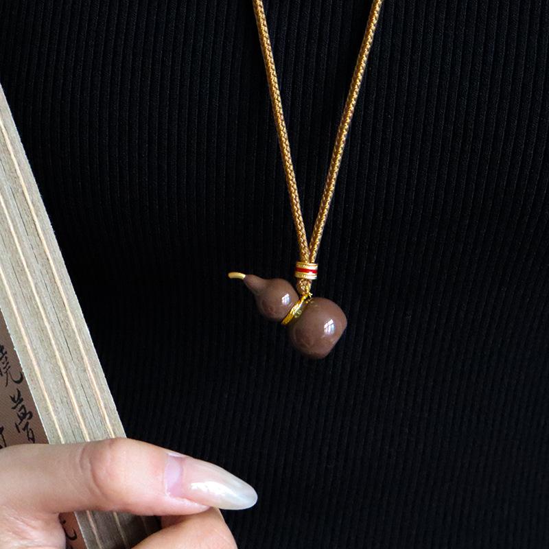 Elegant Retro Gourd Pendant Sweater Chain Necklace for Women - National Style
