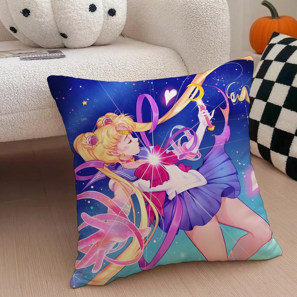 Dreamlike Cute SSailor Moon Cushion Cover Throw Pillow Cover Hidden Button Durable Polyester Chair Cushion 30X30cm